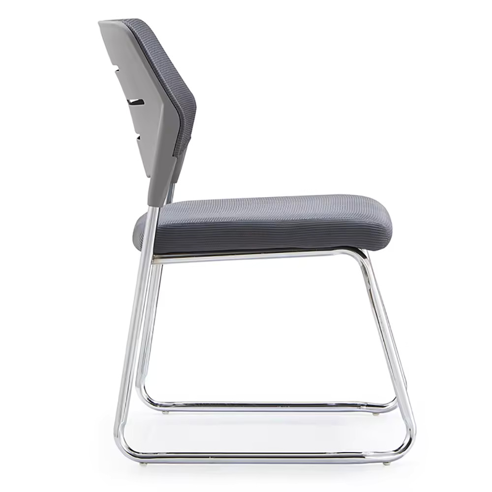 Chaise Visiteur PP Gris Pieds luges chromés