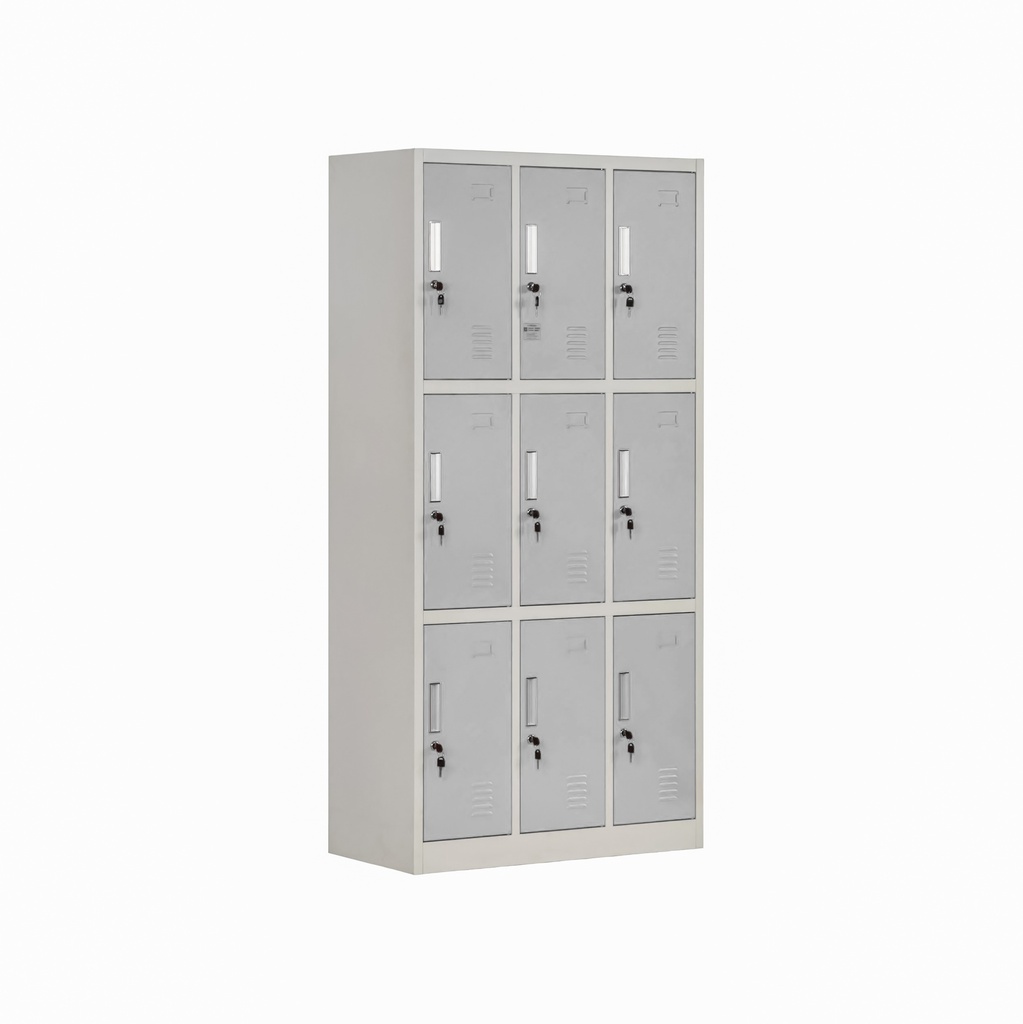 Armoire de rangement en acier 9 portes casier gris clair LYD