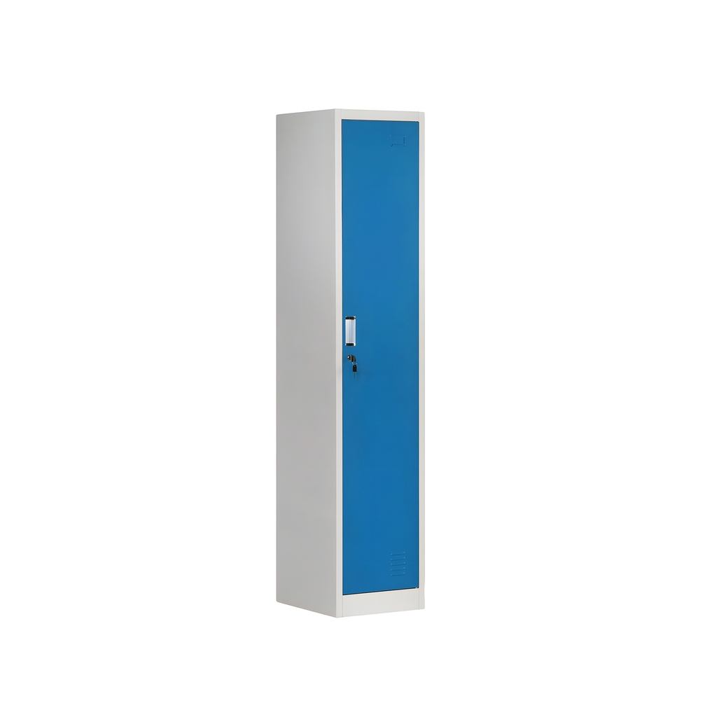 Classeur d'armoire en acier corps L-B1D en gris / portes en bleu LYD