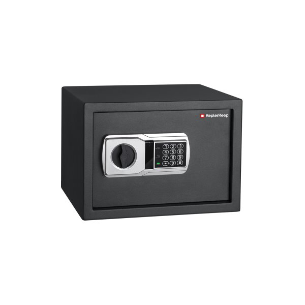 Coffre-fort électronique Taille : (H)250 X(L)350 X(P)250mm Épaisseur : Porte/Corps : 4/1,5 mm Couleur : Noir