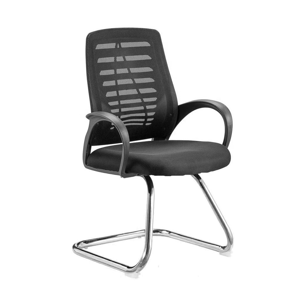 Chaise Visiteur Mesh Noir Pieds luges chromés / PROMO