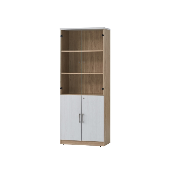 BIBLIOTHEQUE VITRE 800X420X2035 NATUREL BLANC