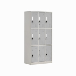 [BPRM3L-B9S] Armoire de rangement en acier 9 portes casier gris clair LYD