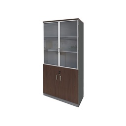 [BPRB-GD2000] ARMOIRE HAUTE PORTES EN VERRE BATTANTES DARK CHERRY/DARK GREY