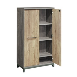 [BHAMCWD1485AG] ARMOIRE HAUTEUR MOYENNE AVEC PORTE EN BOIS &amp; PIETEMENT EN METAL L800 x W420 x H1485MM GRIS AMBERG