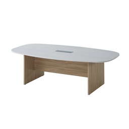 [BCUTABS2412NW] TABLE DE CONFÉRENCE EN FORME BATEAU 2400X1200X750 CHENE NATUREL BLANC