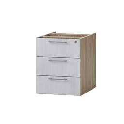[BCUH3NW] BLOC 3 TIROIRS FIXE 3D 400X500X480 CHENE NATUREL BLANC